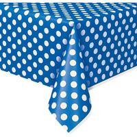 Royal Blue Polka Plastic Table Cover