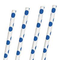Royal Blue Polka Party Paper Straws