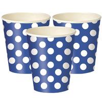 Royal Blue Polka Paper Party Cups