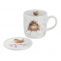 Royal Worcester Wrendale Fine Bone China Mug & Ceramic Coaster Set, Mug & Coaster Set, Flying The Nest
