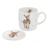 Royal Worcester Wrendale Fine Bone China Mug & Ceramic Coaster Set, Mug & Coaster Set, Gentle Jack