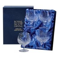 Royal Scot Crystal London Brandy Glasses Box Of 4