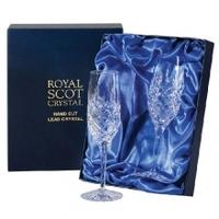 Royal Scot Crystal London Champagne Flute Pair