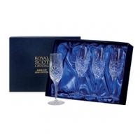 Royal Scot Crystal London Champagne Flutes Box of 4