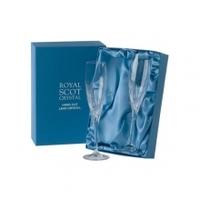 Royal Scot Crystal Sapphire 2 Champagne Glasses