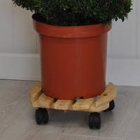 Round Wooden Plant Pot Trolley Mover (30cm) by Gardman
