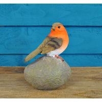 Robin on a Stone Resin Garden Ornament