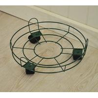 round metal plant caddy pot mover in green 33cm by gardman