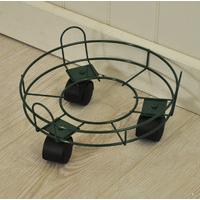 round metal plant caddy pot mover in green 25cm by gardman