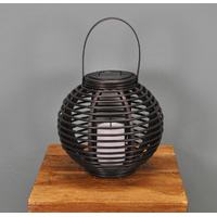 Round Rattan Candle Lantern (Solar) by Gardman