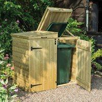 rowlinson apex double wheelie bin storage in natural timber