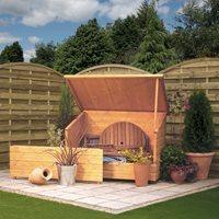 rowlinson wooden garden storage chest in honey brown