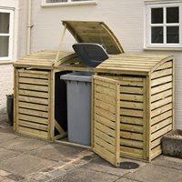 rowlinson wooden triple wheelie bin storage in natural timber