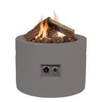 round cocoon gas fire pit in taupe