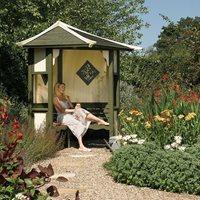 ROWLINSON HAVEN OUTDOOR CORNER ARBOUR in Natural Timber