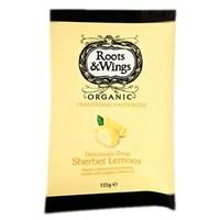 Roots &amp; Wings Organic Sweets - Deliciously Zingy Sherbet Lemons 125g