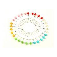 Round Shape Long Craft Pins on a Pin Wheel Multicoloured