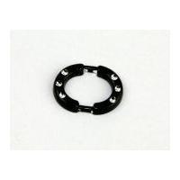 Round Diamante Buckle Fastener Black/Silver