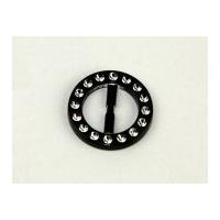 Round Diamante Buckle Fastener Black/Silver