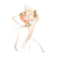 Rose on Ribbon Bow with Beads Light Peach
