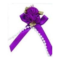 rose on ribbon bow with beads purple