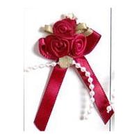 Rose on Ribbon Bow with Beads Wi...