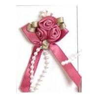Rose on Ribbon Bow with Beads Colonial Rose
