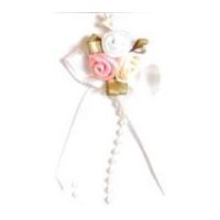 Rose on Ribbon Bow with Beads