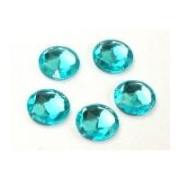 Round Sew & Stick On Acrylic Jewels Turquoise Blue