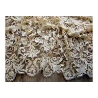Rosetta Heavily Embroidered & Beaded Couture Bridal Lace Fabric Champagne