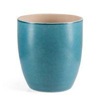 Round Glazed Terracotta Blue Painted Plant Pot (H)24cm (Dia)22cm