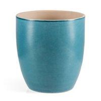 Round Glazed Terracotta Blue Painted Plant Pot (H)16cm (Dia)15cm