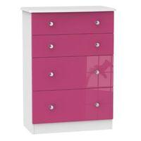Rosa Pink & White 4 Drawer Chest (H)1080mm (W)770mm
