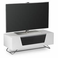 Romi LCD TV Stand In White With Chrome Base