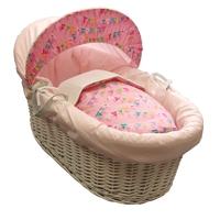 Royal Wicker Moses Basket Pink