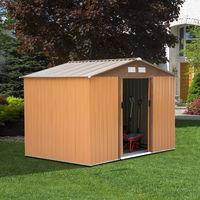 Royal 9ft x 6ft Lockable Roofed Metal Storage Shed in Khaki