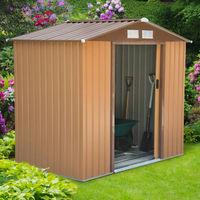 Royal 4ft x 6ft Lockable Roofed Metal Storage Shed in Khaki
