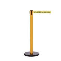 ROLLERSAFETY 250 YELLOW POST, AUTHORISED ACCESS ONLY 3.4M YELLOW WEBBING WITH BLACK PRINT