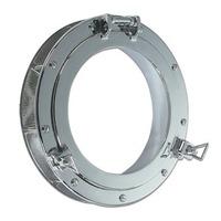 round opening porthole in brass or chromium plated