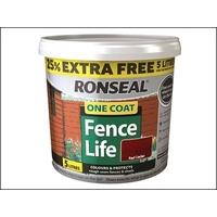 Ronseal One Coat Fencelife Red Cedar 4 Litre + 25% RSLFLRC4LAV
