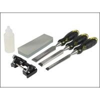 roughneck professional bevel edge chisel 3 piece set sharpening kit 13 ...