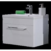 roma 600mm wall mounted vanity unit white gloss