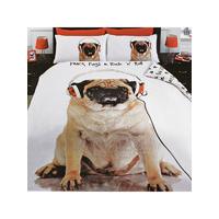 Rock n Roll Pug Double Duvet Cover and Pillowcase Set