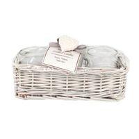 Rosewater Jar Candles In A Wicker Basket Set of 3