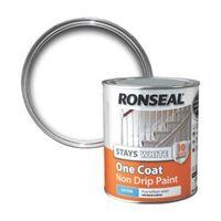 Ronseal Interior White Satin One Coat Non Drip Paint 750ml