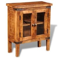 Rough Mango Wood Cabinet with Glass Doors