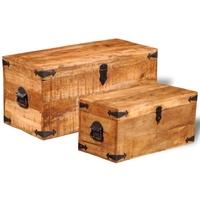 Rough Mango Wood Storage Chest Set of 2