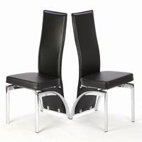 romeo black dining chairs in a pair with chrome legs