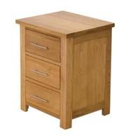 rohan oak three drawer bedside cabinet
