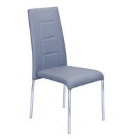 Romania Dining Chair In Grey Faux Leather With Chrome Legs